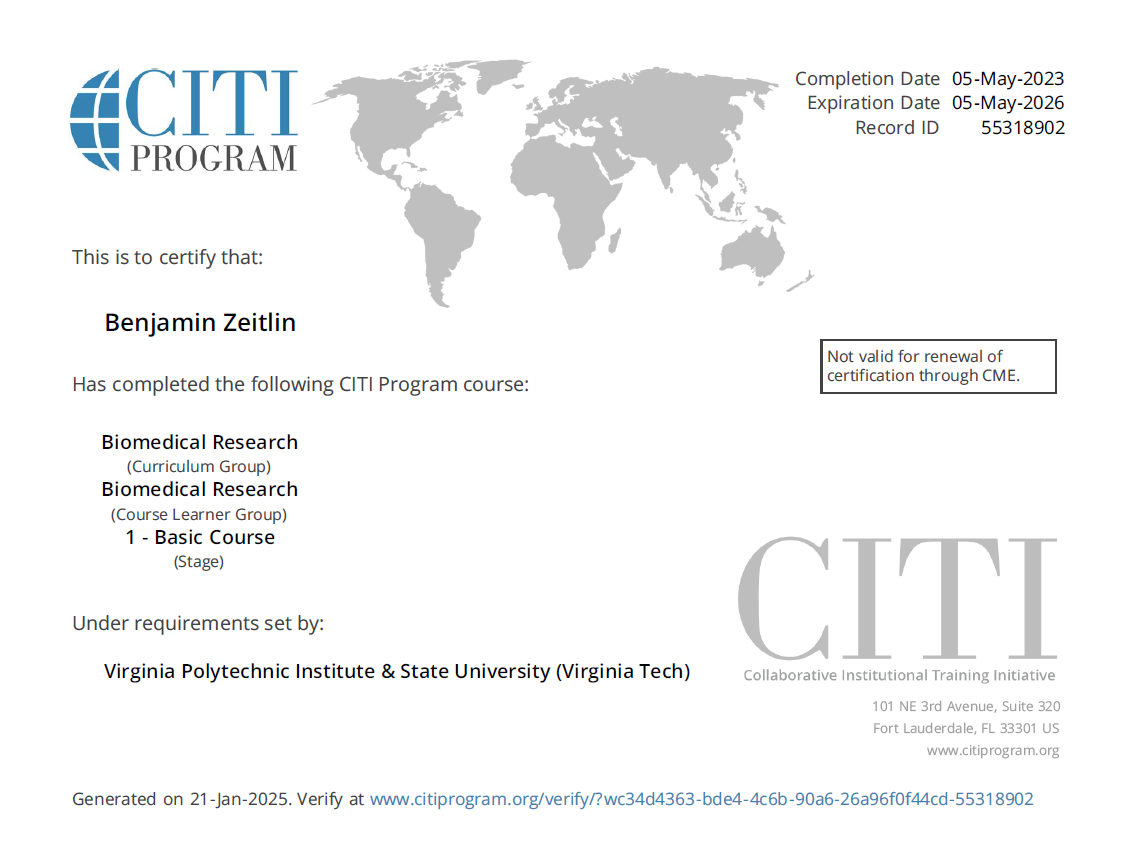 Biomedical Research CITI Certification