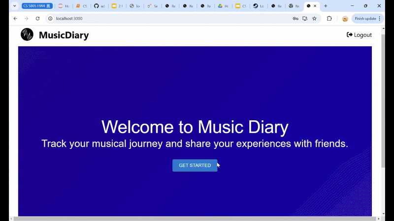 Full Stack Music Diary Web Application